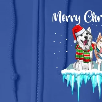 Merry Christmas Siberian Husky Chistmas Season Gift Full Zip Hoodie