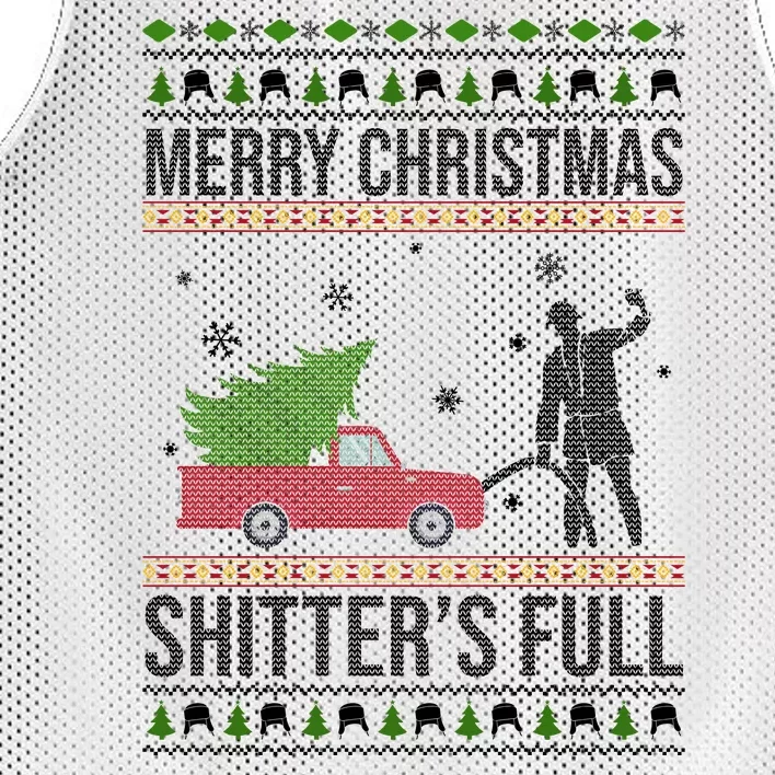 Merry Christmas Shitters Full Funny Ugly Mesh Reversible Basketball Jersey Tank