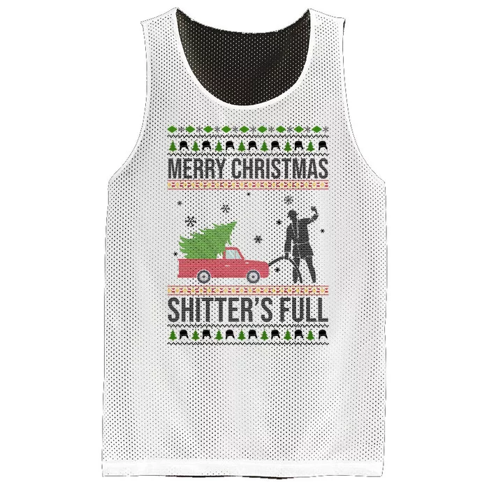 Merry Christmas Shitters Full Funny Ugly Mesh Reversible Basketball Jersey Tank