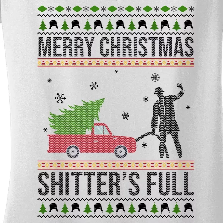 Merry Christmas Shitters Full Funny Ugly Women's V-Neck T-Shirt