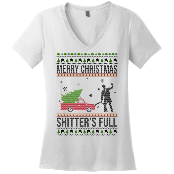 Merry Christmas Shitters Full Funny Ugly Women's V-Neck T-Shirt