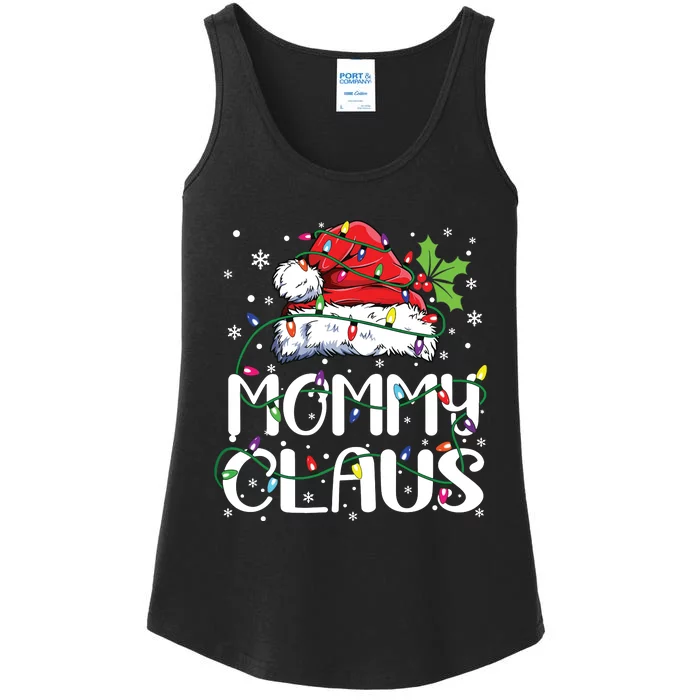 Mommy Claus Shirts Christmas Lights Pajama Family Matching Ladies Essential Tank