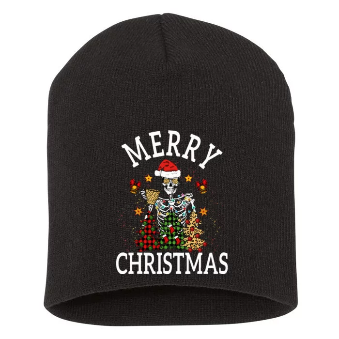 Merry Christmas Skull Skeleton funny Short Acrylic Beanie