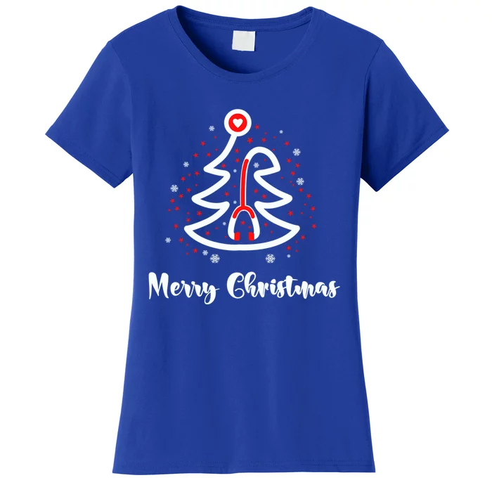 Merry Christmas Stethoscope Nurse Christmas Gift Tree Xmas Gift Women's T-Shirt