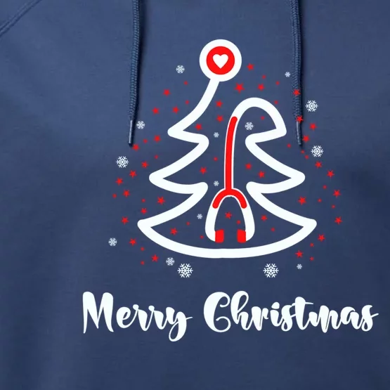 Merry Christmas Stethoscope Nurse Christmas Gift Tree Xmas Gift Performance Fleece Hoodie