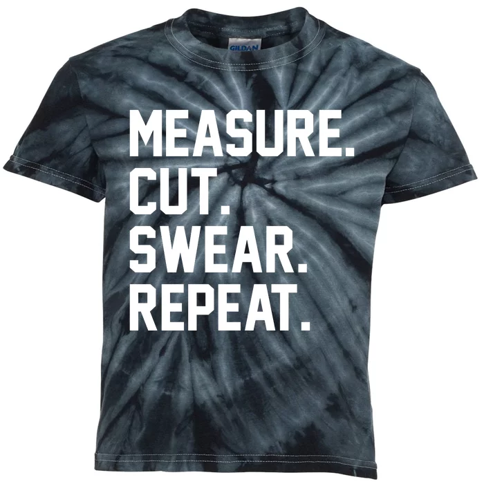 Measure Cut Swear Repeat Kids Tie-Dye T-Shirt