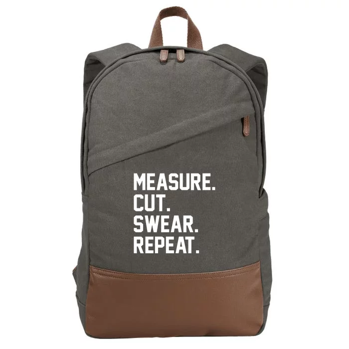 Measure Cut Swear Repeat Cotton Canvas Backpack