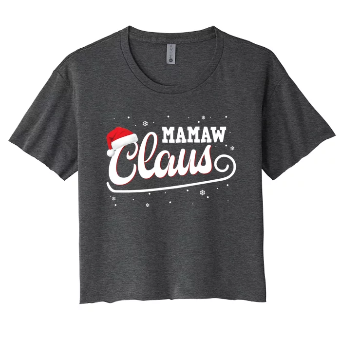 Mamaw Claus Santa Christmas Family Matching Pajama Gift Women's Crop Top Tee