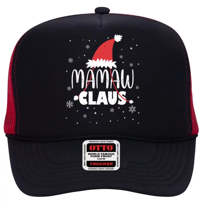 Mamaw Claus Santa Hat Grandma Xmas Gram Gift High Crown Mesh Trucker Hat