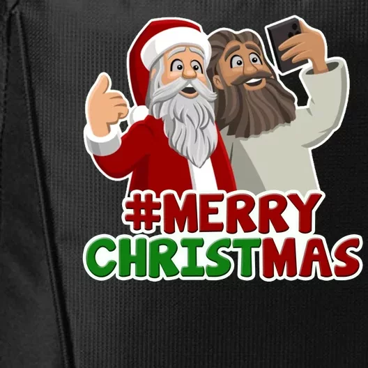 Merry Christmas Santa Jesus Selfie Funny Holiday City Backpack