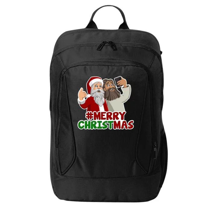 Merry Christmas Santa Jesus Selfie Funny Holiday City Backpack