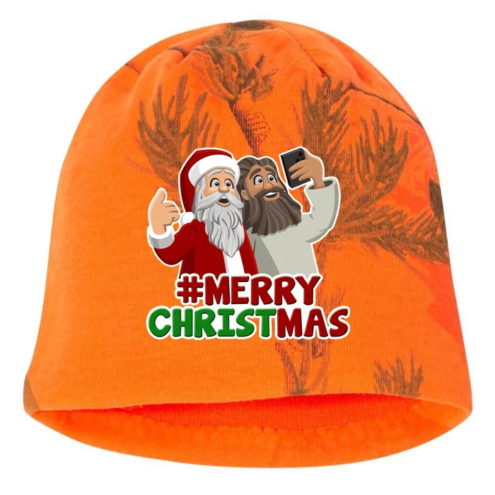 Merry Christmas Santa Jesus Selfie Funny Holiday Kati - Camo Knit Beanie