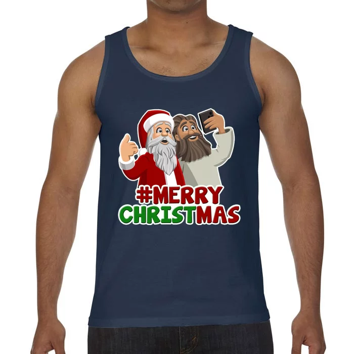 Merry Christmas Santa Jesus Selfie Funny Holiday Comfort Colors® Tank Top