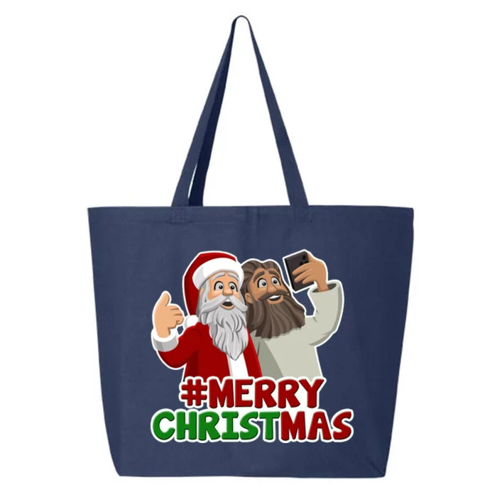 Merry Christmas Santa Jesus Selfie Funny Holiday 25L Jumbo Tote