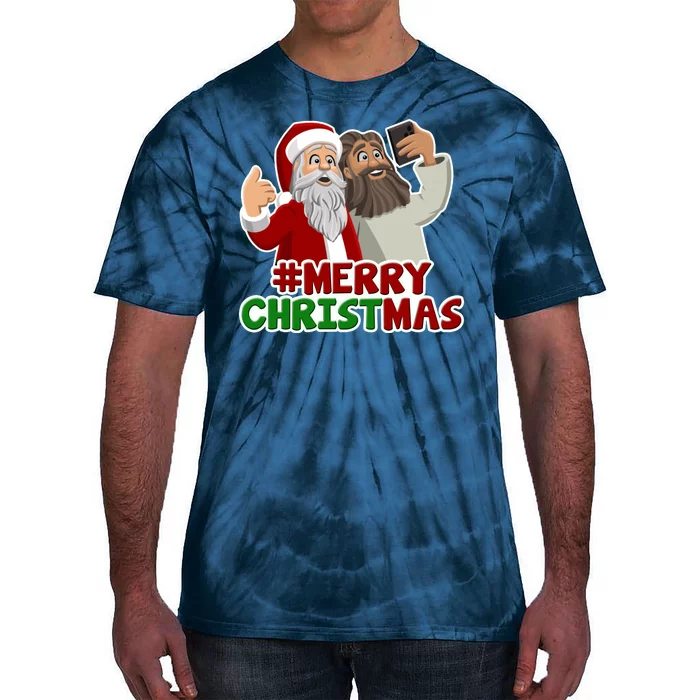 Merry Christmas Santa Jesus Selfie Funny Holiday Tie-Dye T-Shirt