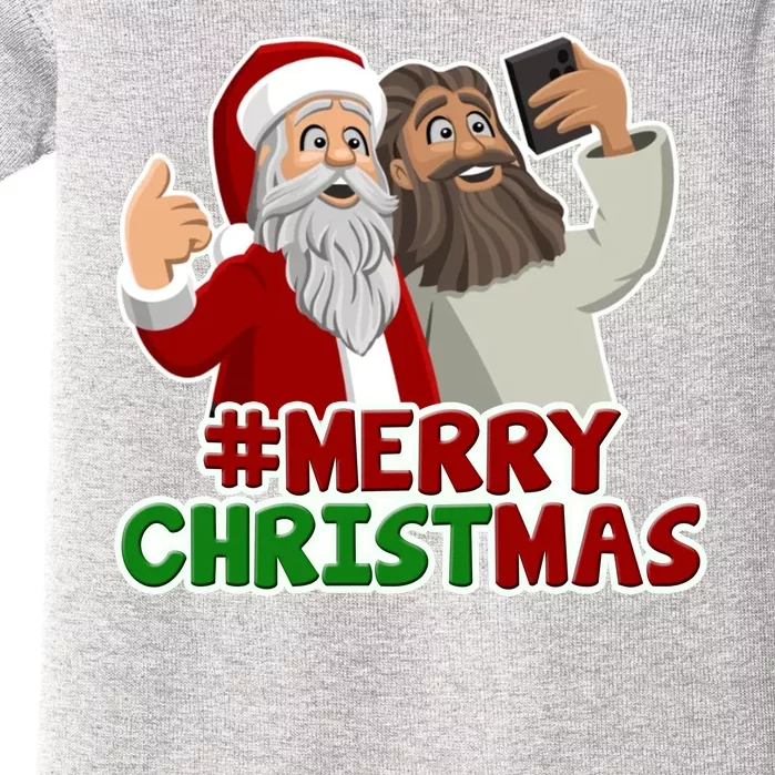 Merry Christmas Santa Jesus Selfie Funny Holiday Baby Bodysuit