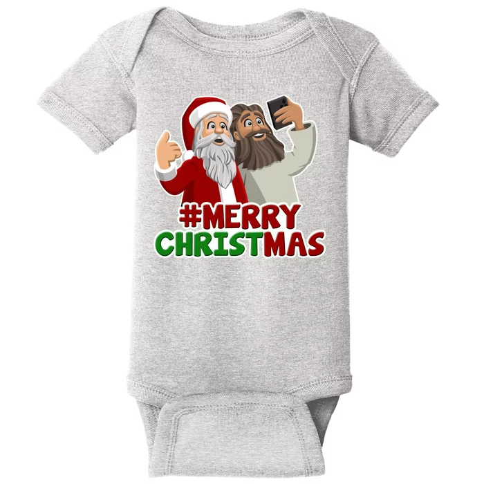 Merry Christmas Santa Jesus Selfie Funny Holiday Baby Bodysuit