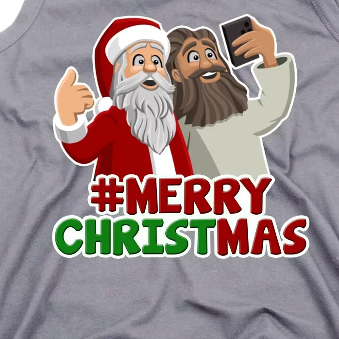 Merry Christmas Santa Jesus Selfie Funny Holiday Tank Top