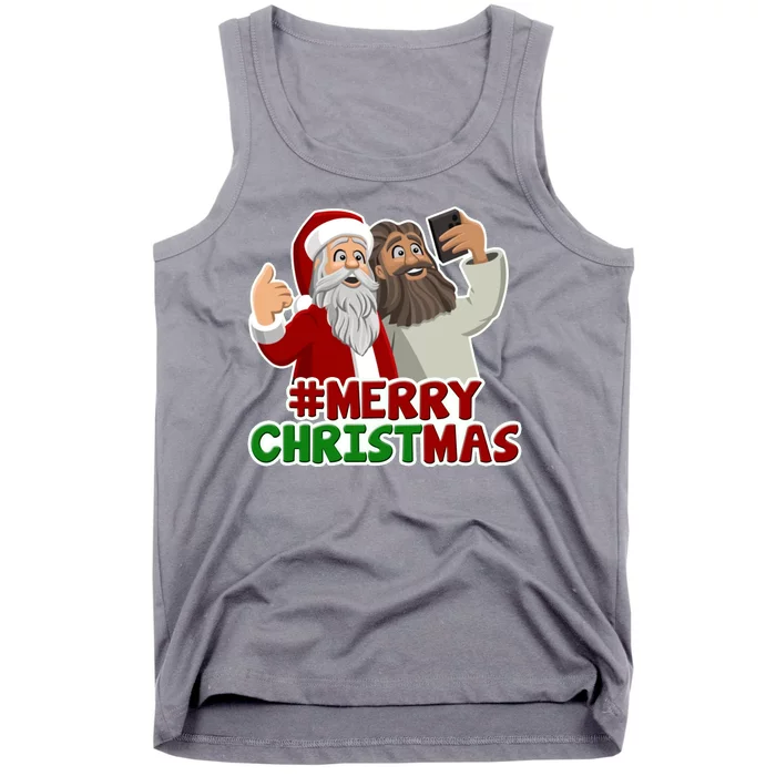 Merry Christmas Santa Jesus Selfie Funny Holiday Tank Top