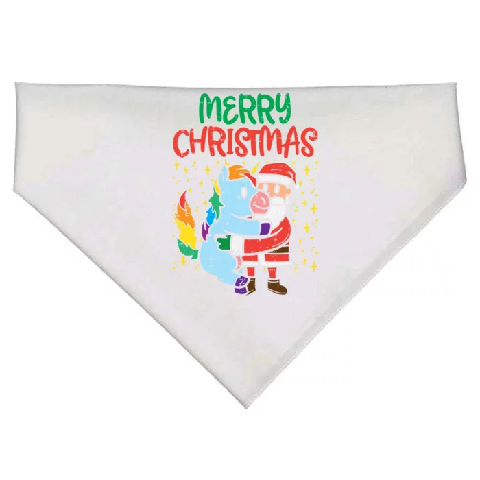 Merry Christmas Santa Unicorn Hug Toddler Girls Xmas Teen Gift USA-Made Doggie Bandana