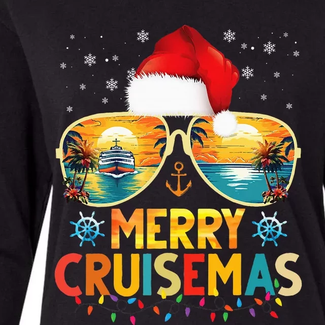 Merry Cruisemas Santa Hat Retro Cruise Ship Christmas Cruise Womens Cotton Relaxed Long Sleeve T-Shirt