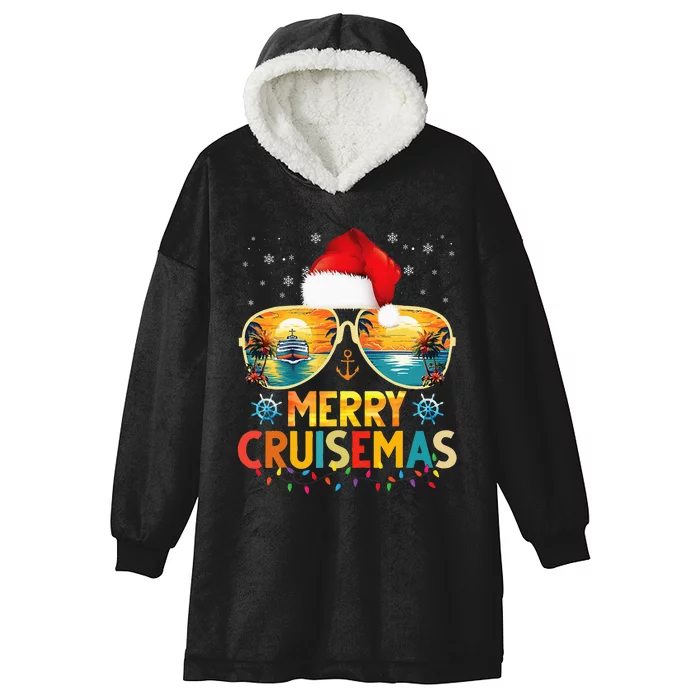 Merry Cruisemas Santa Hat Retro Cruise Ship Christmas Cruise Hooded Wearable Blanket