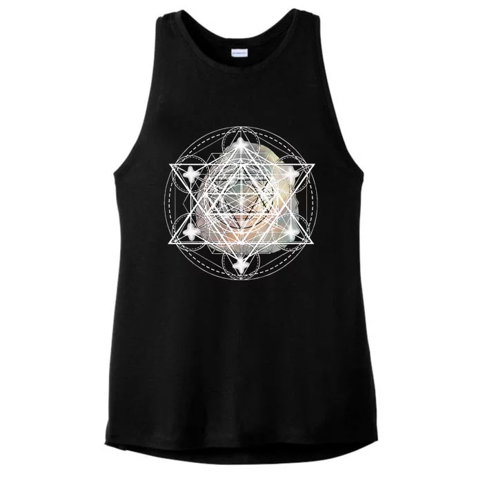 Metatron Cube Sacred Geometry Spiritual Yoga Ladies Tri-Blend Wicking Tank