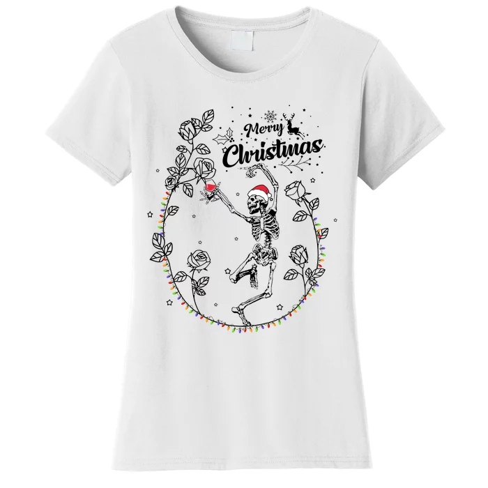 Merry Christmas Skeleton Dancing Christmas Skeleton Lover Women's T-Shirt