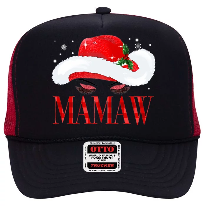 Mamaw Claus Santa Christmas Gift High Crown Mesh Trucker Hat