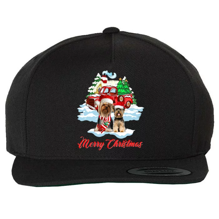 Merry Christmas Santa Yorkshire Terrier Dog Christmas Gift Wool Snapback Cap