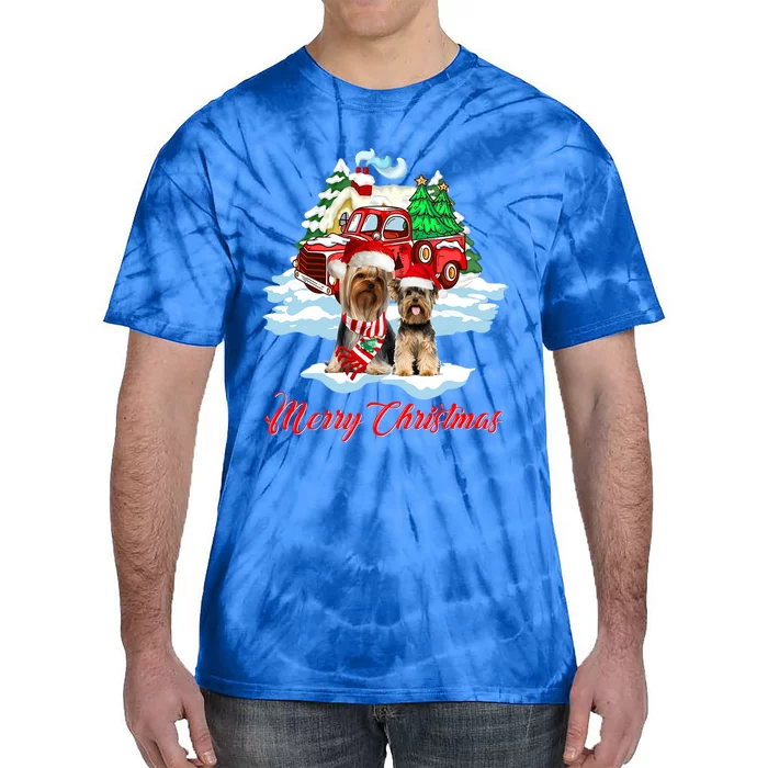 Merry Christmas Santa Yorkshire Terrier Dog Christmas Gift Tie-Dye T-Shirt