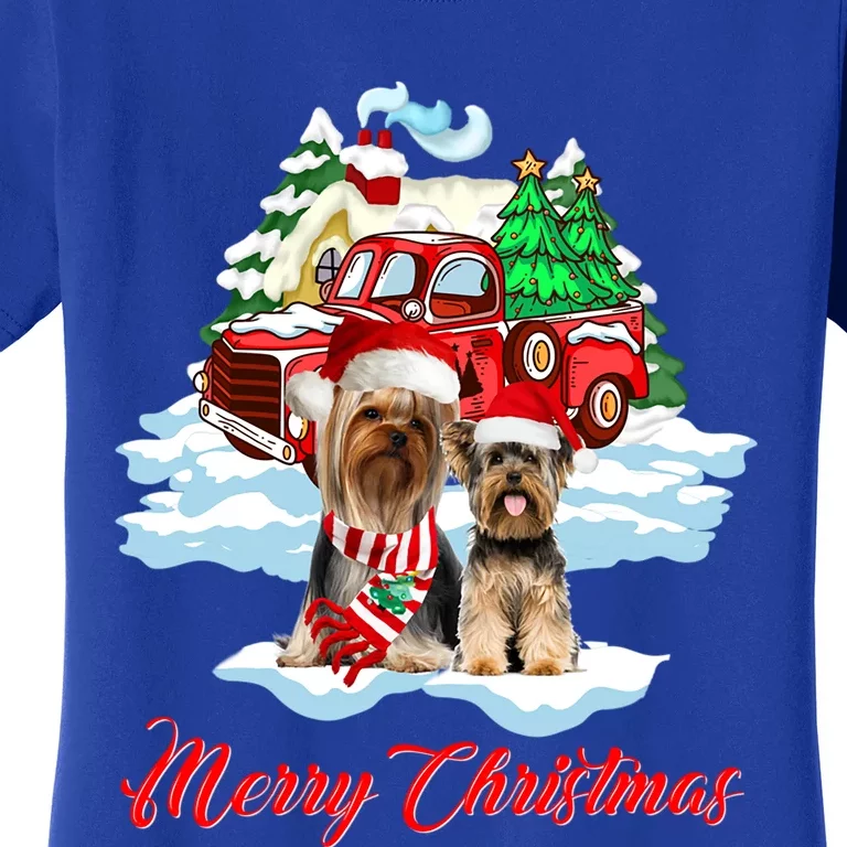 Merry Christmas Santa Yorkshire Terrier Dog Christmas Gift Women's T-Shirt