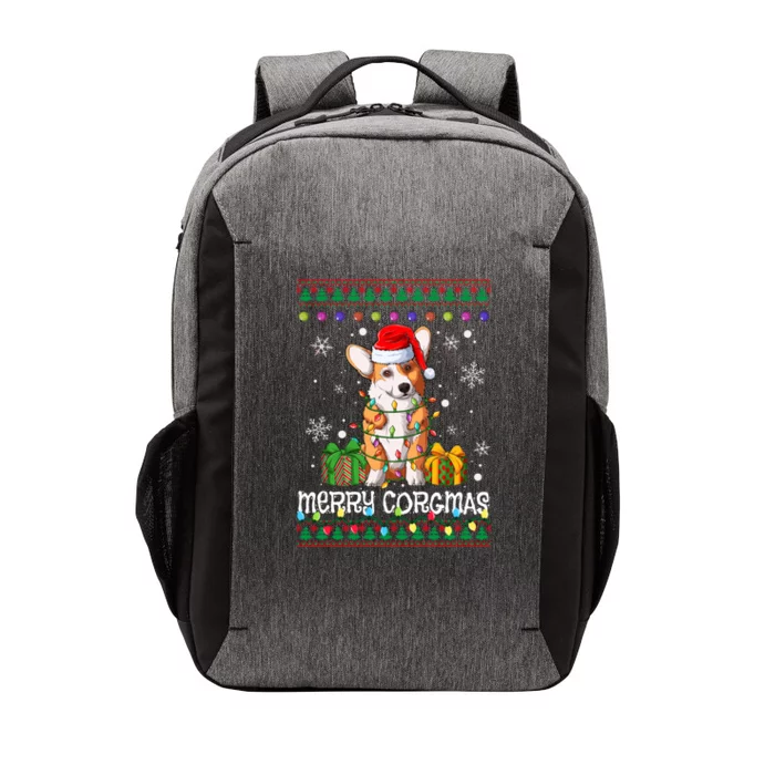 Merry Corgmas Santa Corgi Xmas Lights Ugly Christmas Sweater Gift Vector Backpack