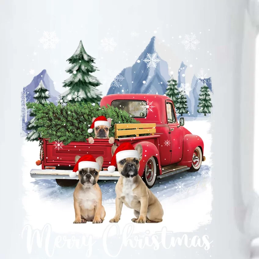 Merry Christmas Santa French Bulldog Red Truck Xmas Tree Cute Gift Black Color Changing Mug