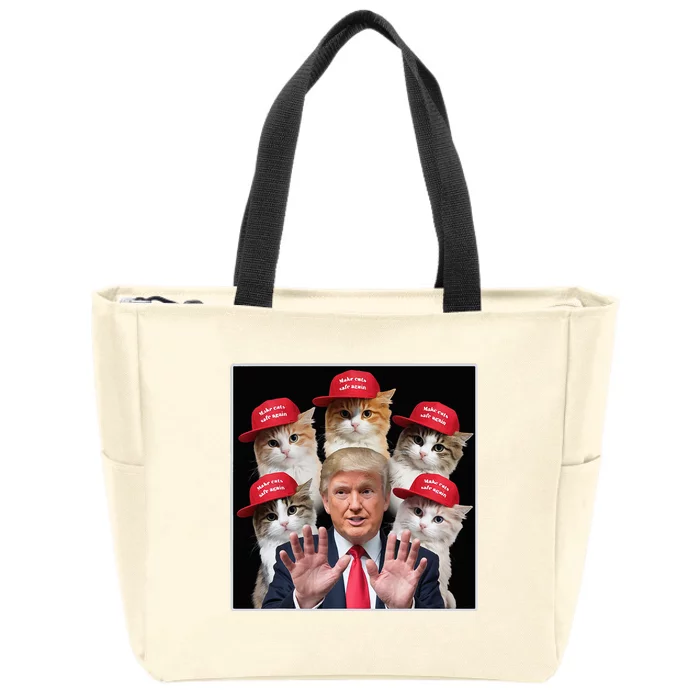 Make Cats Safe Again Trump 2024 Red Hat Make Pets Safe Again Zip Tote Bag