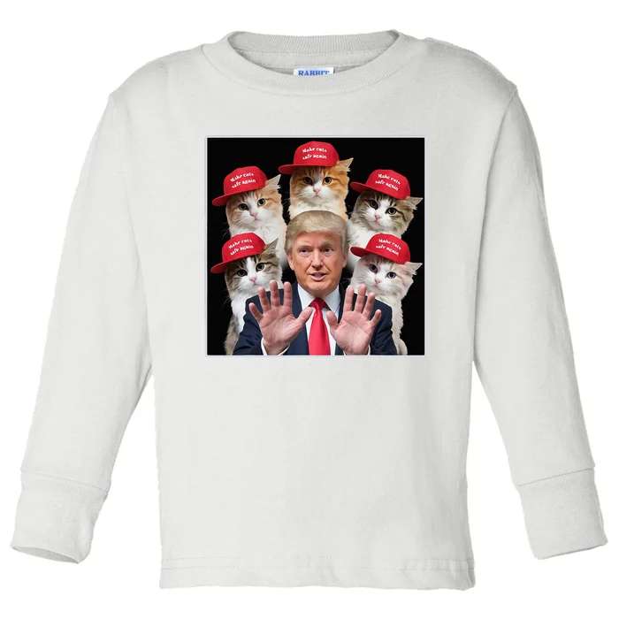 Make Cats Safe Again Trump 2024 Red Hat Make Pets Safe Again Toddler Long Sleeve Shirt