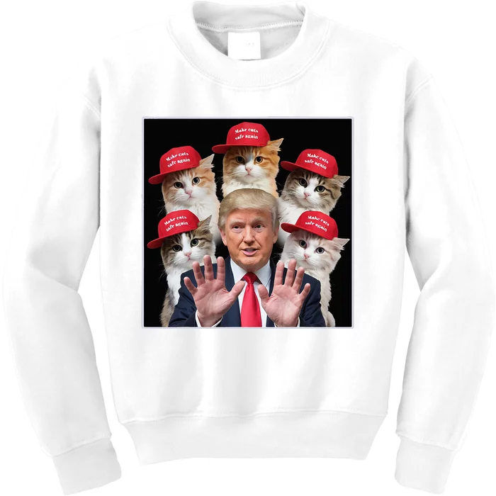 Make Cats Safe Again Trump 2024 Red Hat Make Pets Safe Again Kids Sweatshirt