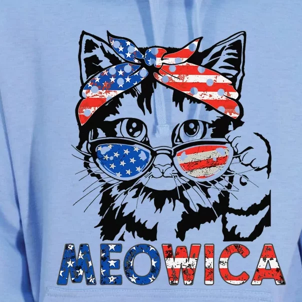 meowica cat Sunglasses american flag 4th of july merica usa Unisex Surf Hoodie