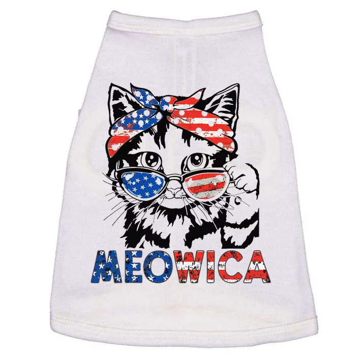 meowica cat Sunglasses american flag 4th of july merica usa Doggie Tank