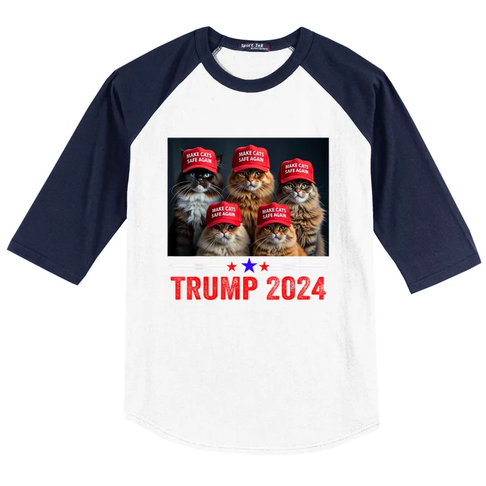 Make Cats Safe Again Trump 2024 Baseball Sleeve Shirt