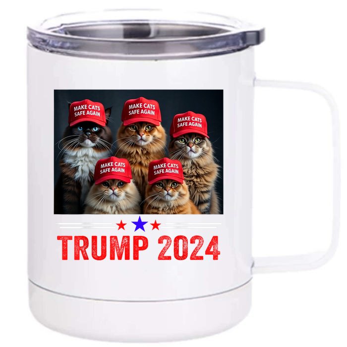 Make Cats Safe Again Trump 2024 Front & Back 12oz Stainless Steel Tumbler Cup