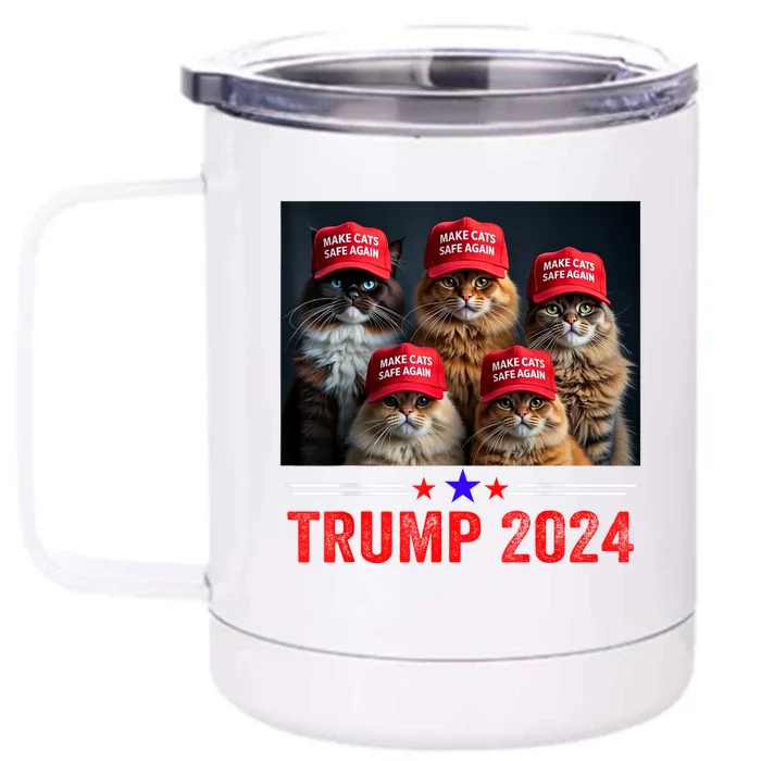 Make Cats Safe Again Trump 2024 Front & Back 12oz Stainless Steel Tumbler Cup