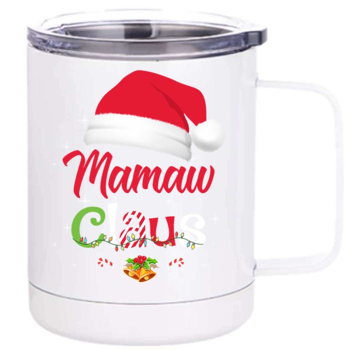 Mamaw Claus Santa Christmas Matching Family Pajama Funny Gift Front & Back 12oz Stainless Steel Tumbler Cup