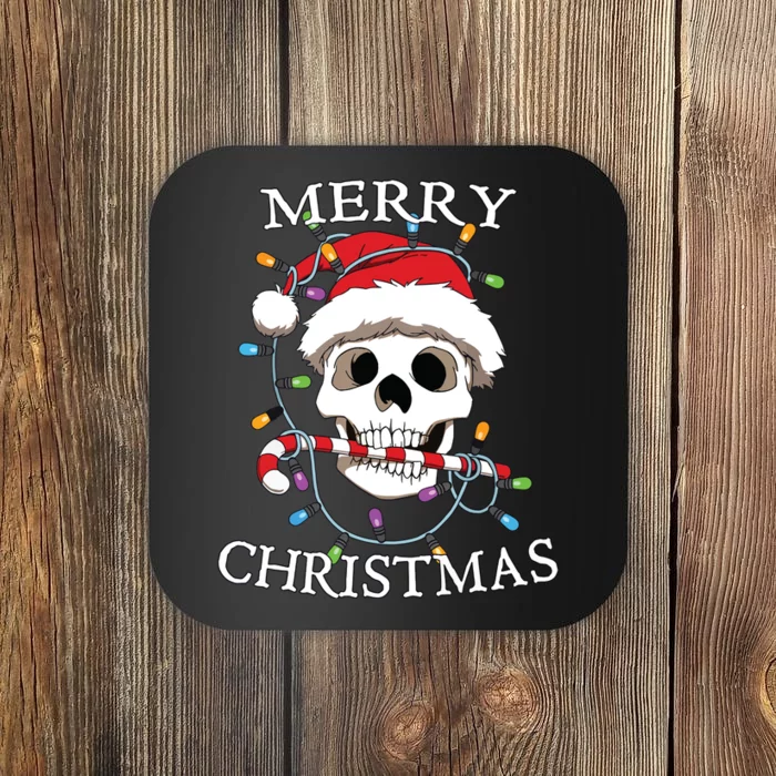 Merry Christmas Skull Skeleton Coaster