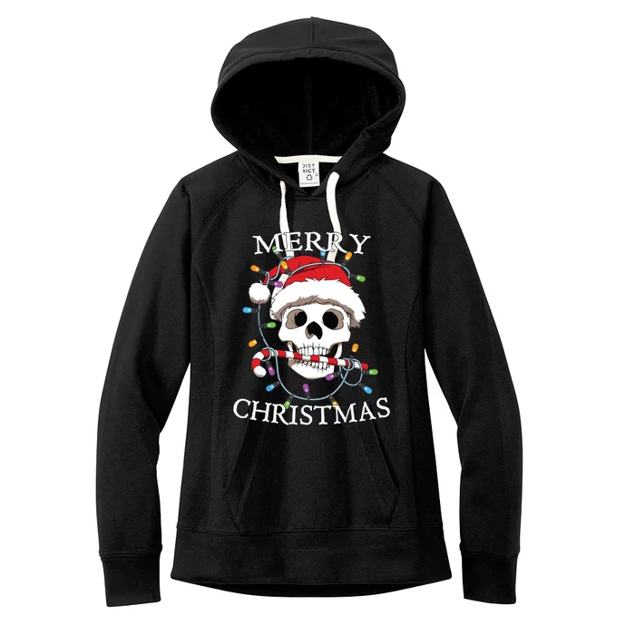 Merry Christmas Skull Skeleton Women's Fleece Hoodie