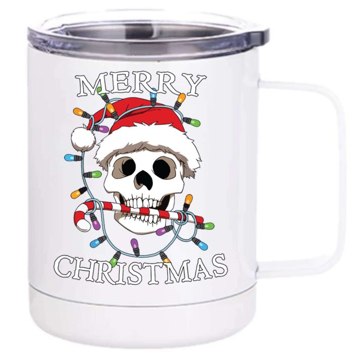 Merry Christmas Skull Skeleton Front & Back 12oz Stainless Steel Tumbler Cup