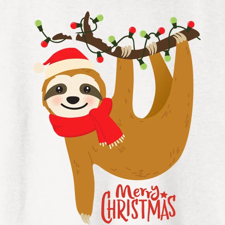 Merry Christmas Sloth Women's Crop Top Tee