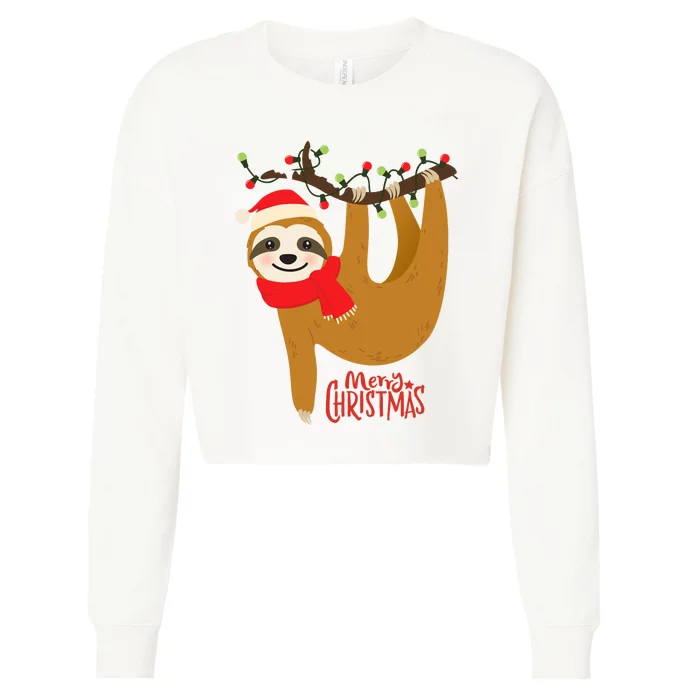 Merry Christmas Sloth Cropped Pullover Crew