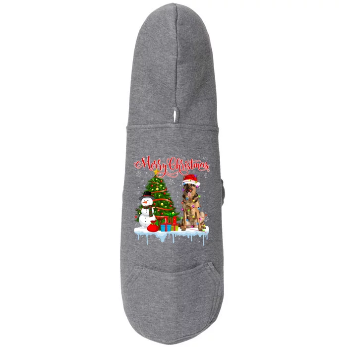 Merry Christmas Santa Ger Shepherd Dog Lover Xmas Pajama Gift Doggie 3-End Fleece Hoodie