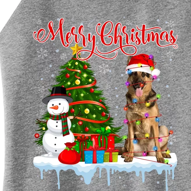 Merry Christmas Santa Ger Shepherd Dog Lover Xmas Pajama Gift Women’s Perfect Tri Rocker Tank